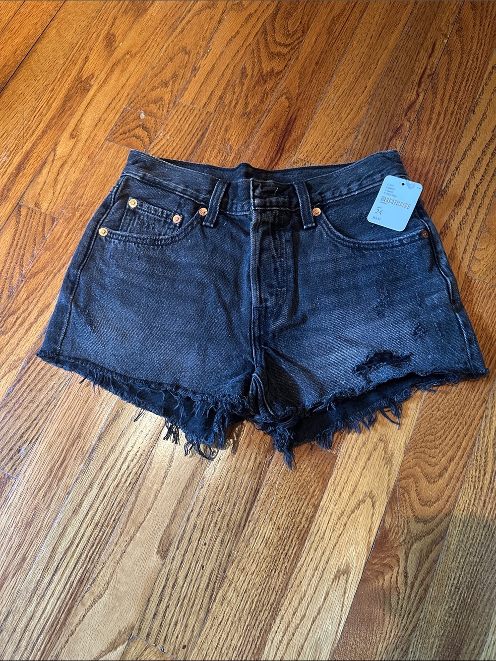 Levi's x Free People Black Distressed Cutoff Denim Shorts NWT